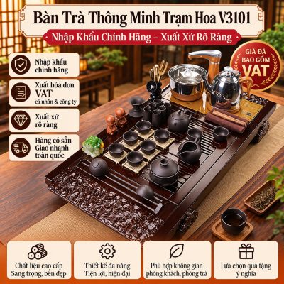 Bàn Trà Thông Minh Trạm Hoa V3101 Cao Cấp - Nhập Khẩu Chính Hãng, Xuất Xứ Rõ Ràng, Giá Đã Gồm VAT