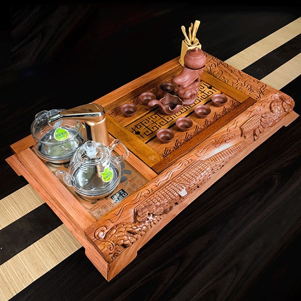 2: Bộ bàn trà điện gỗ hương vân HV75