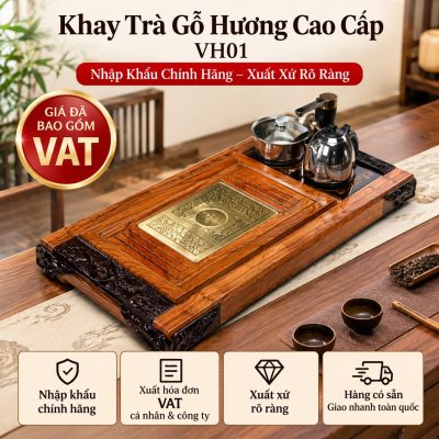 Khay Trà Gỗ Hương Cao Cấp VH01 – Nhập Khẩu Chính Hãng, Xuất Xứ Rõ Ràng, Giá Đã Gồm VAT